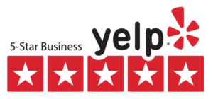 This is the Yelp Logo showing that Entry Systems is a 5 Star Business.