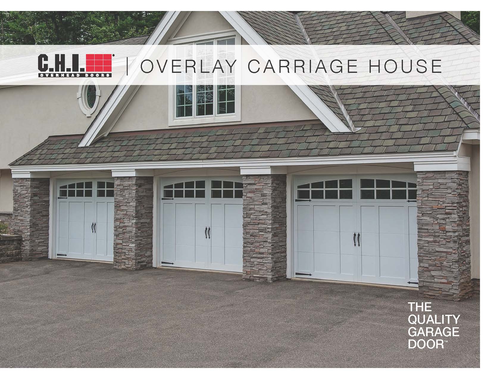 This is the brochure for Amarr Overlay Carriage House Steel Garage Doors