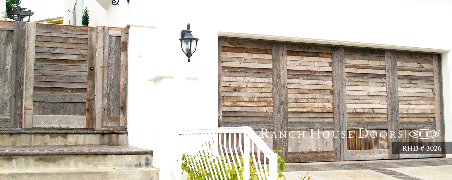 This is an image of a vintage barn style garage door in Newport Coast, CA.
