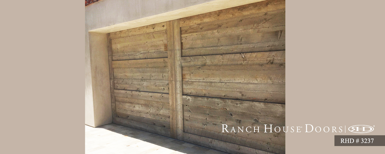 This is an image of a vintage barn style garage door in Silverado Canyon, CA.