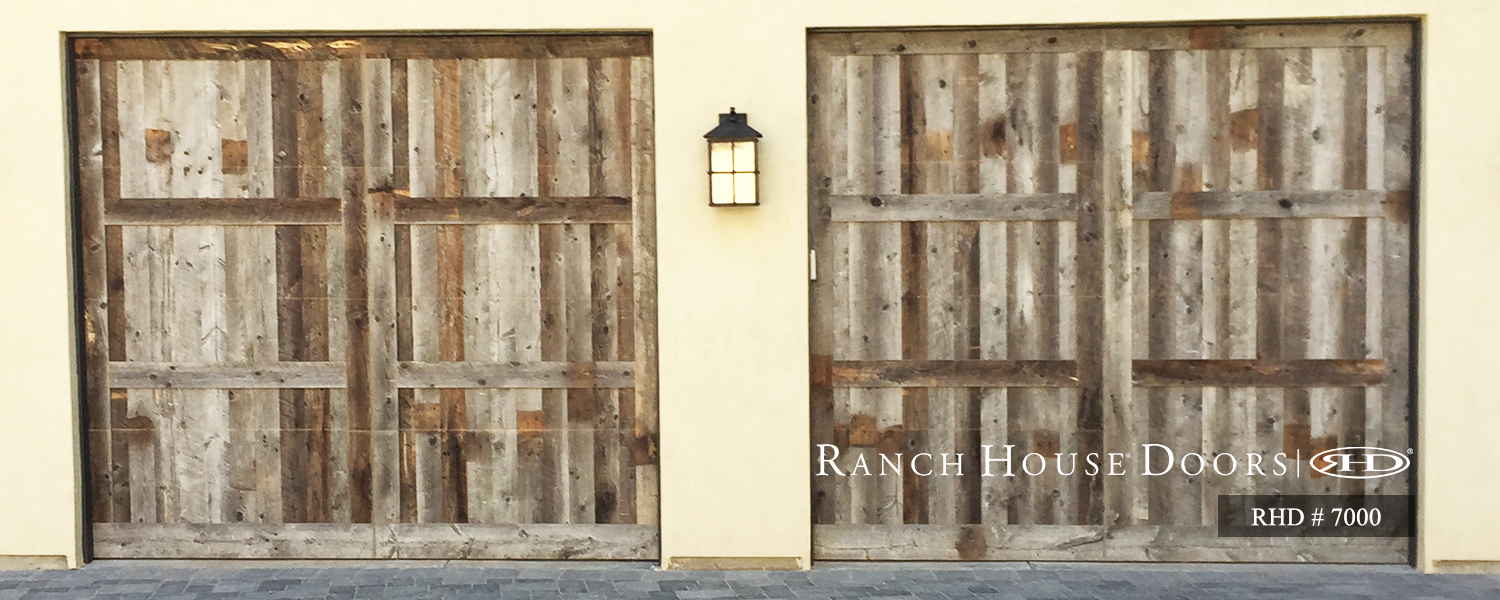 This is an image of a vintage barn style garage door in Irvine, Ca.