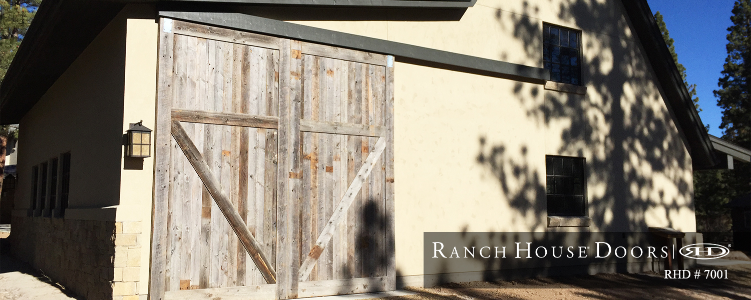 This is an image of a vintage barn style garage door in Laguna Beach, CA.