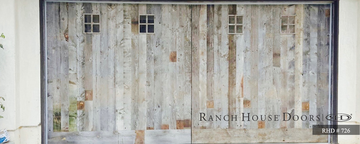 This is an image of a vintage barn style garage door in San Clemente, CA.