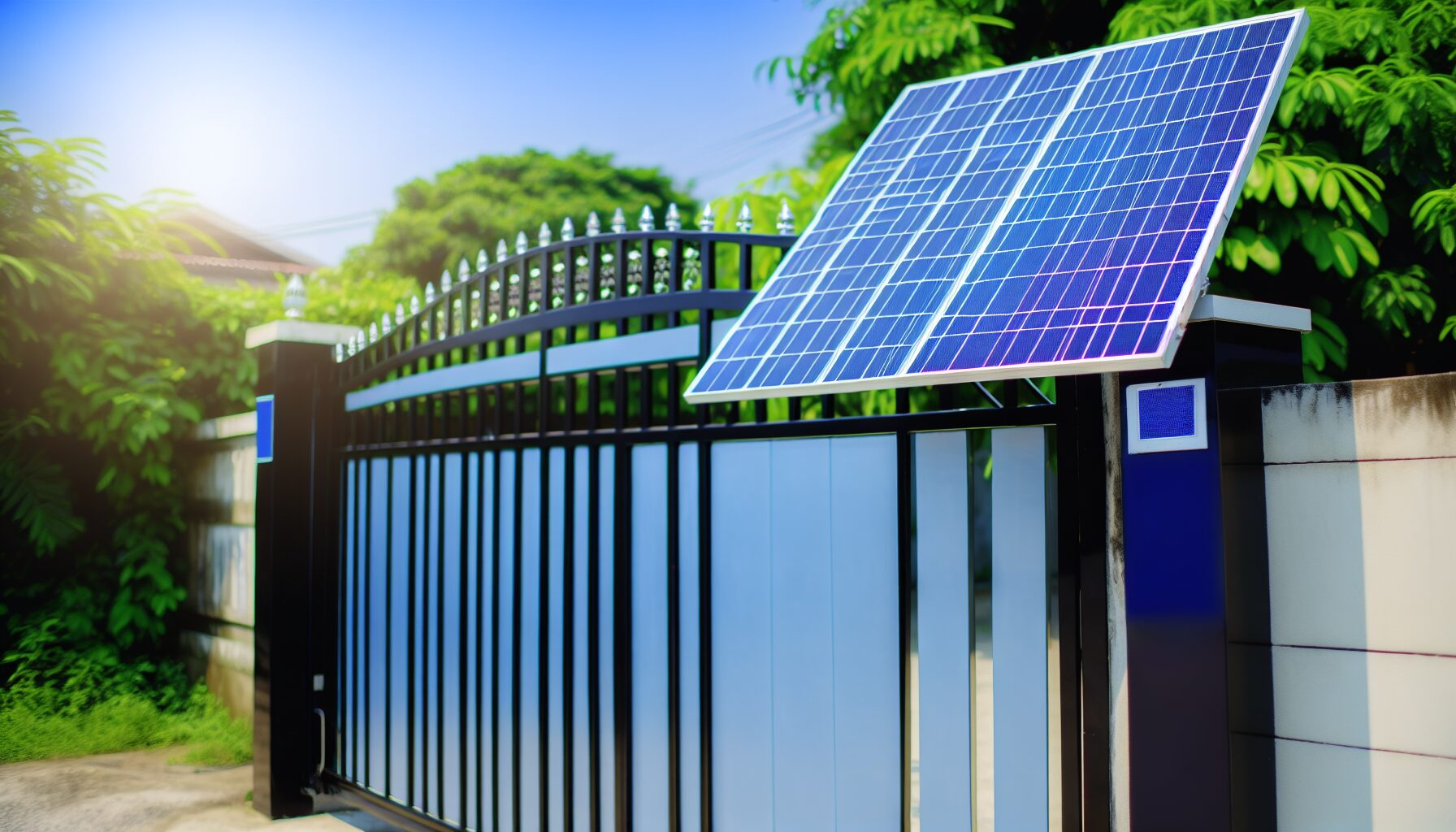driveway gate with solar panels